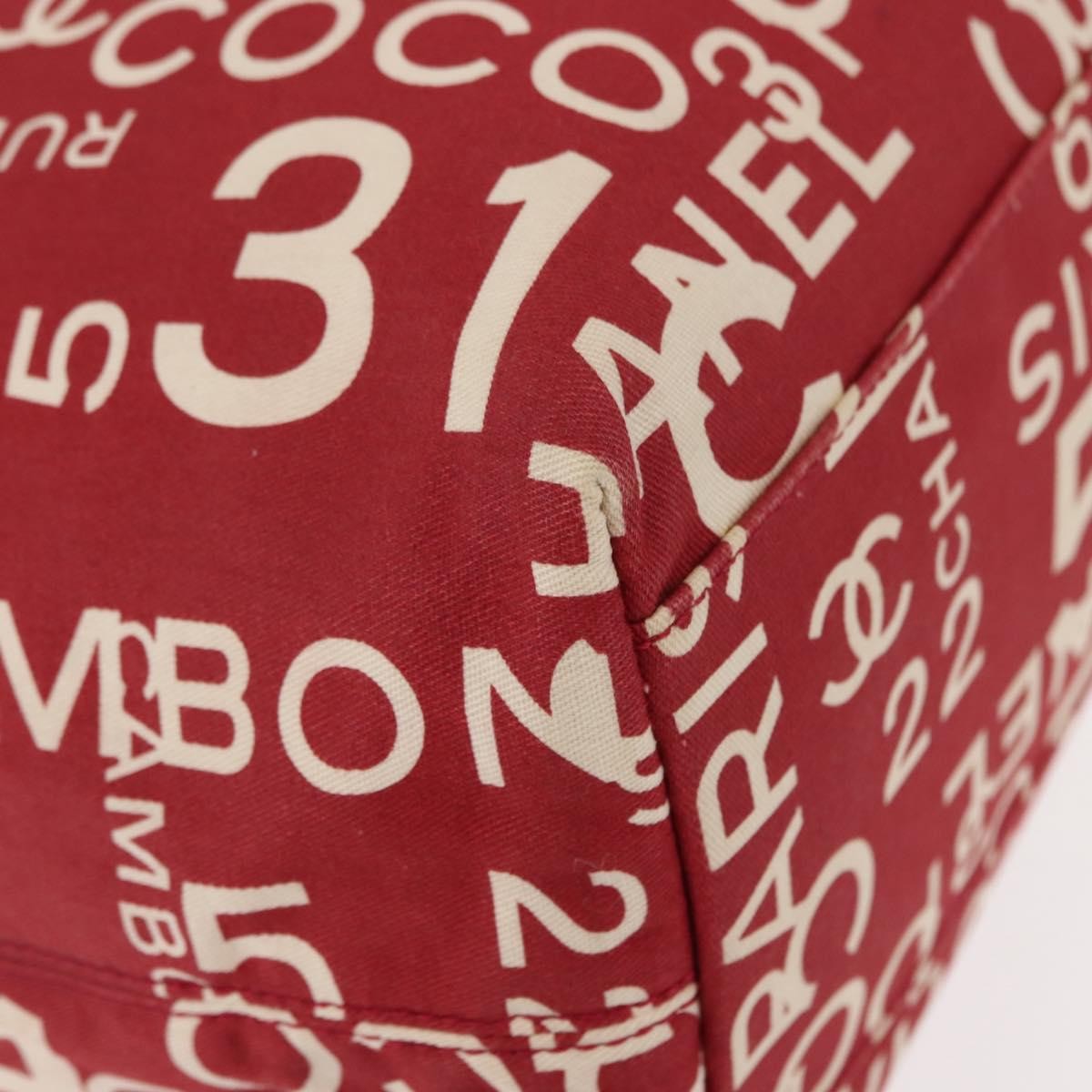 Chanel 31 Rue Cambon Beach Zip Tote Printed Canvas, RED, CANVAS, Tote bag