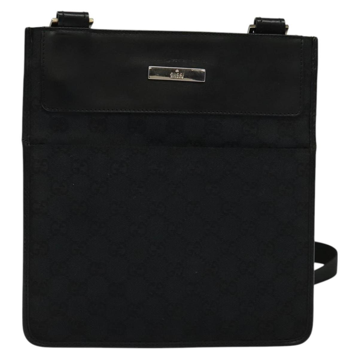 Gucci Front Pocket Messenger Canvas, BLACK, CANVAS, Shoulder bag