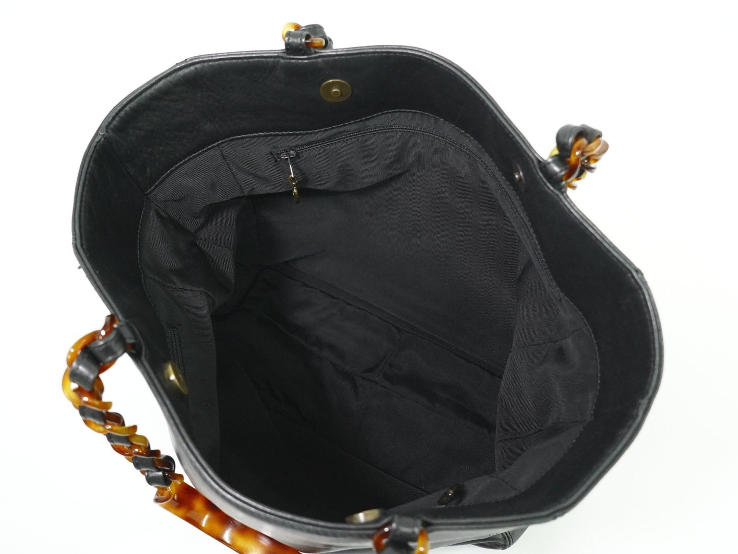 Chanel Vintage CC Resin Chain Tote Leather, BLACK, LEATHER, Tote bag