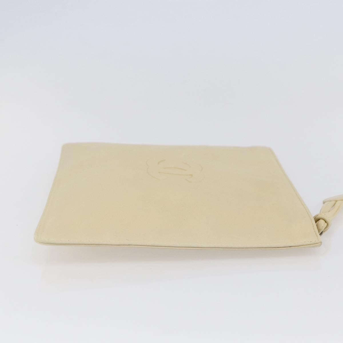 Chanel CC Pochette Quilted Caviar, BEIGE, LEATHER, Clutche & pouche