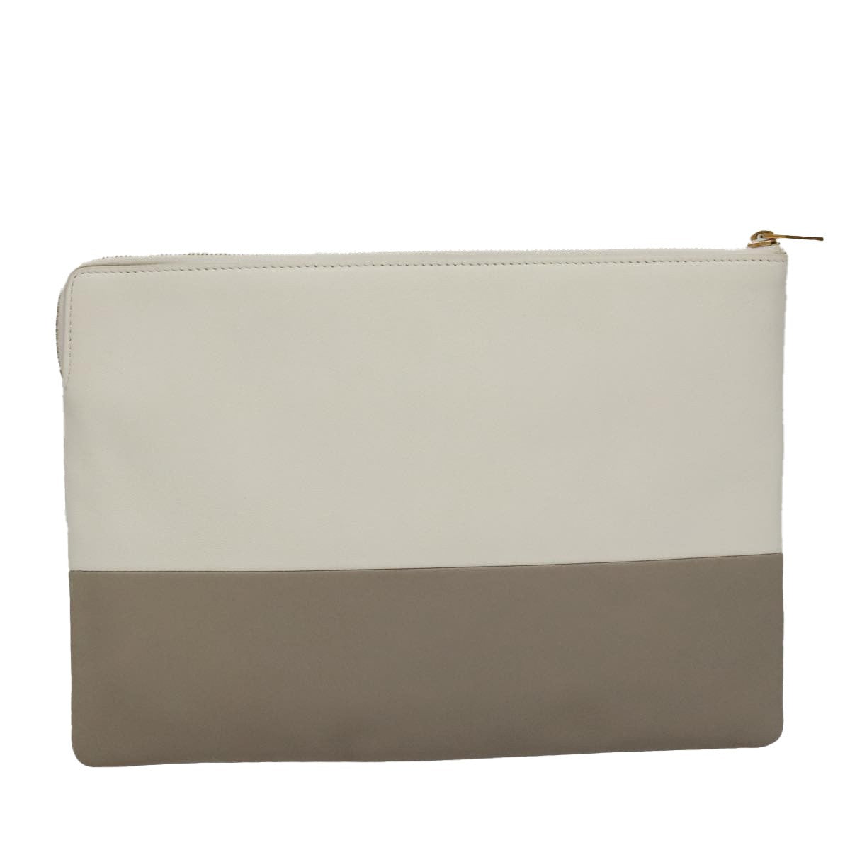 Celine Bicolor Solo Clutch Leather, GRAY, LEATHER, Clutche & pouche