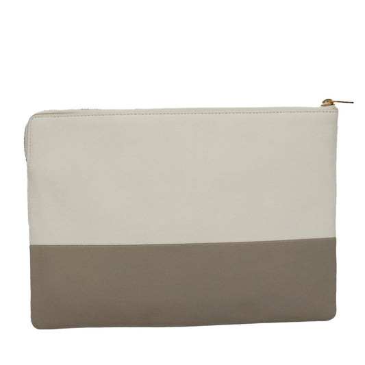 Celine Bicolor Solo Clutch Leather, GRAY, LEATHER, Clutche & pouche