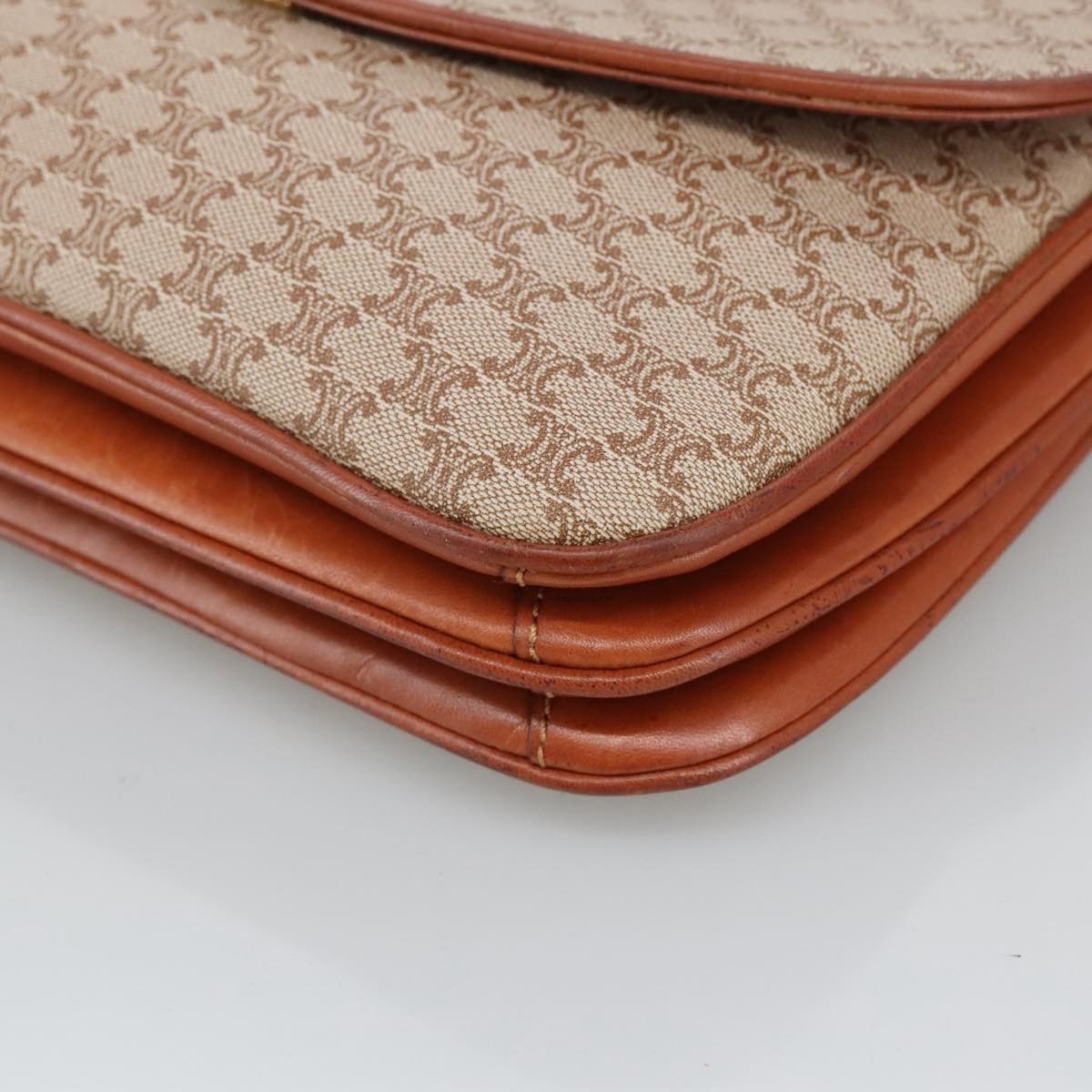 Celine Macadam Shoulder Bag Canvas, BEIGE, CANVAS, Shoulder bag