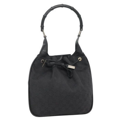 Gucci Miss Bamboo Bucket Bag GG Canvas, BLACK, CANVAS, Shoulder bag