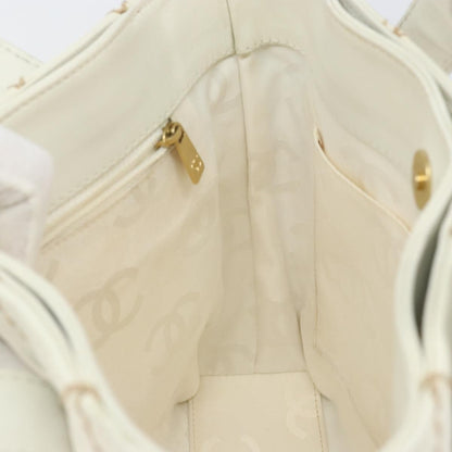 Chanel Surpique Tote Quilted Leather, WHITE, LEATHER, Tote bag