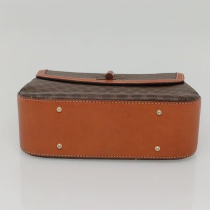 Celine Vintage Convertible Top Handle Bag Macadam Coated Canvas, BROWN, CANVAS, Handbag