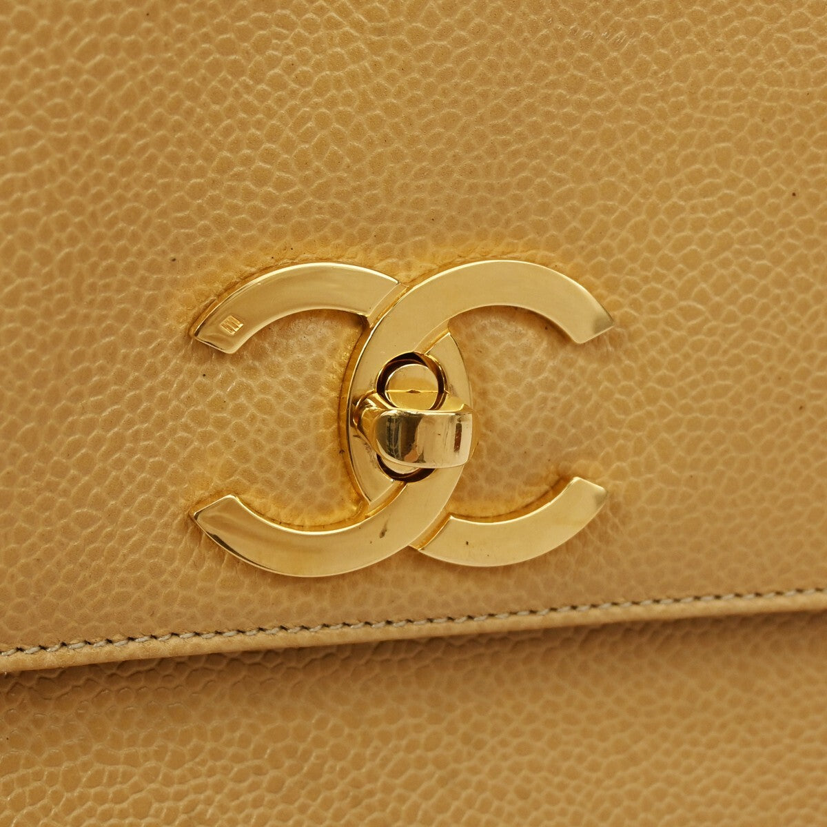 Chanel Vintage CC Front Pocket shoulder Bag Calfskin Leather, BEIGE, CALFSKIN, Shoulder bag