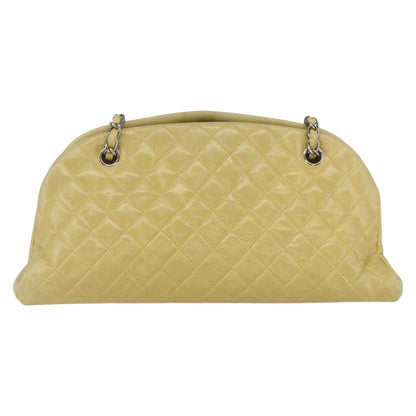 Chanel Just Mademoiselle Bag Quilted Aged Calfskin, YELLOW, LEATHER, Shoulder bag