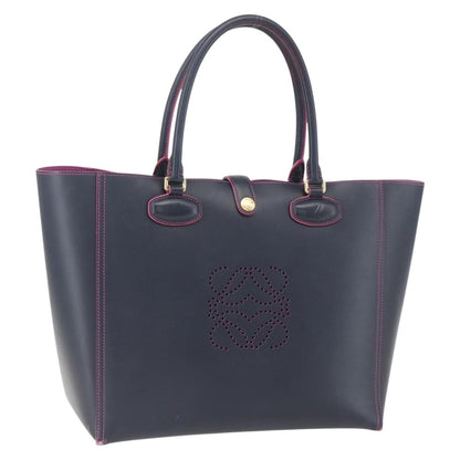 Loewe Leo Shopper Tote Perforated Leather, NAVY, LEATHER, Tote bag
