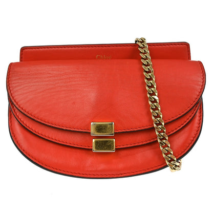 Chloe Georgia Crossbody Bag Leather, RED, LEATHER, Shoulder bag
