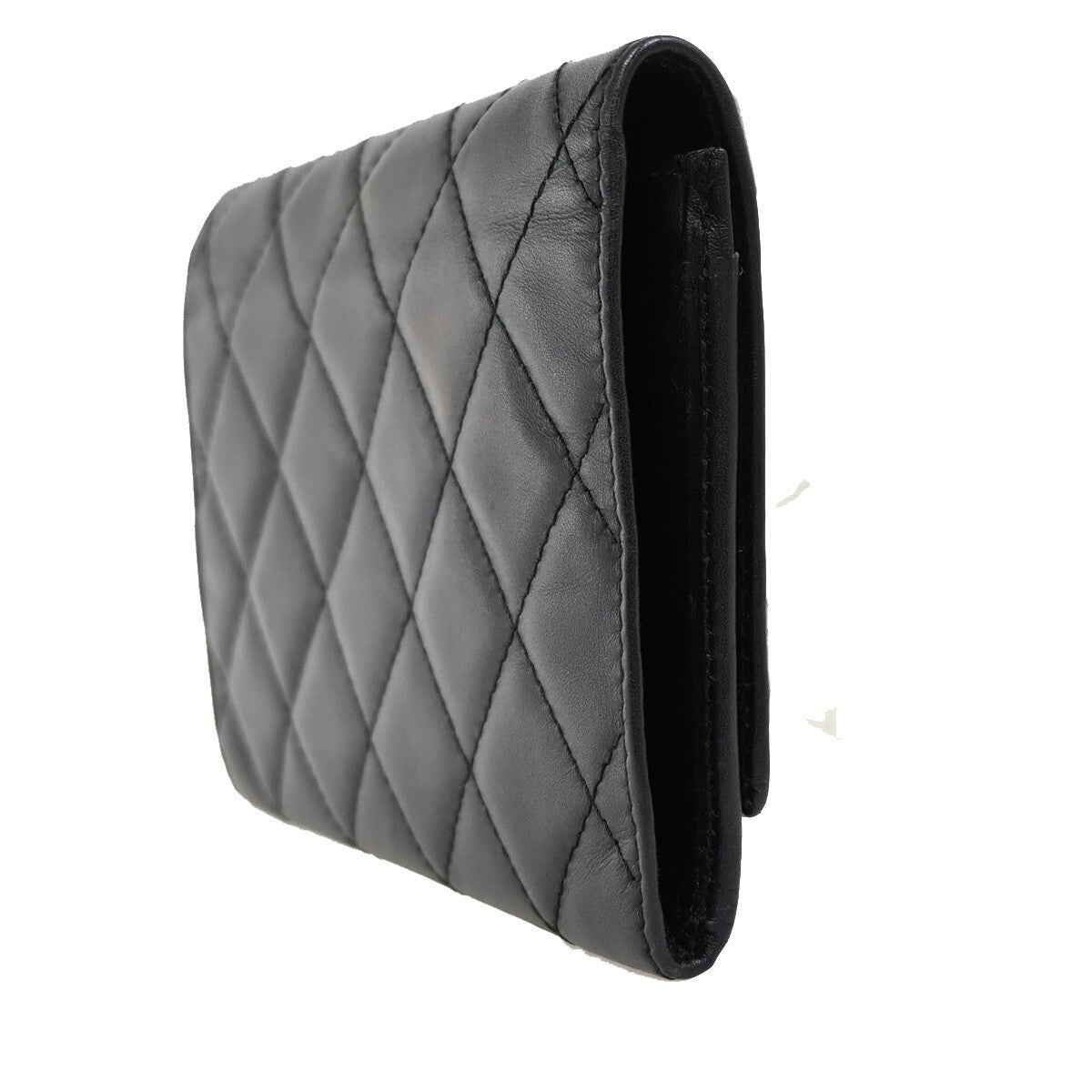 Chanel Cambon Bifold Wallet Quilted Lambskin, BLACK, LEATHER, Wallets