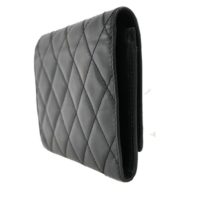 Chanel Cambon Bifold Wallet Quilted Lambskin, BLACK, LEATHER, Wallets