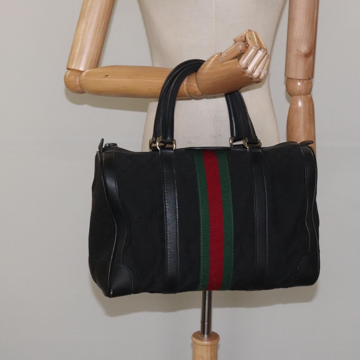 Gucci Vintage Web Boston Bag GG Canvas, BLACK, CANVAS, Handbag