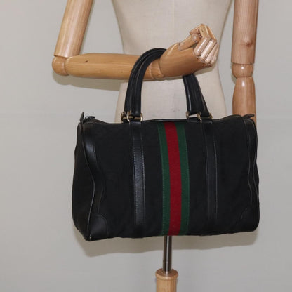 Gucci Vintage Web Boston Bag GG Canvas, BLACK, CANVAS, Handbag