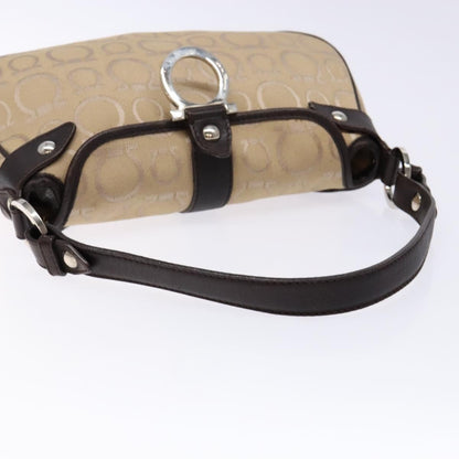 Salvatore Ferragamo Gancini handbag Canvas and Leather, BEIGE, CANVAS, Handbag
