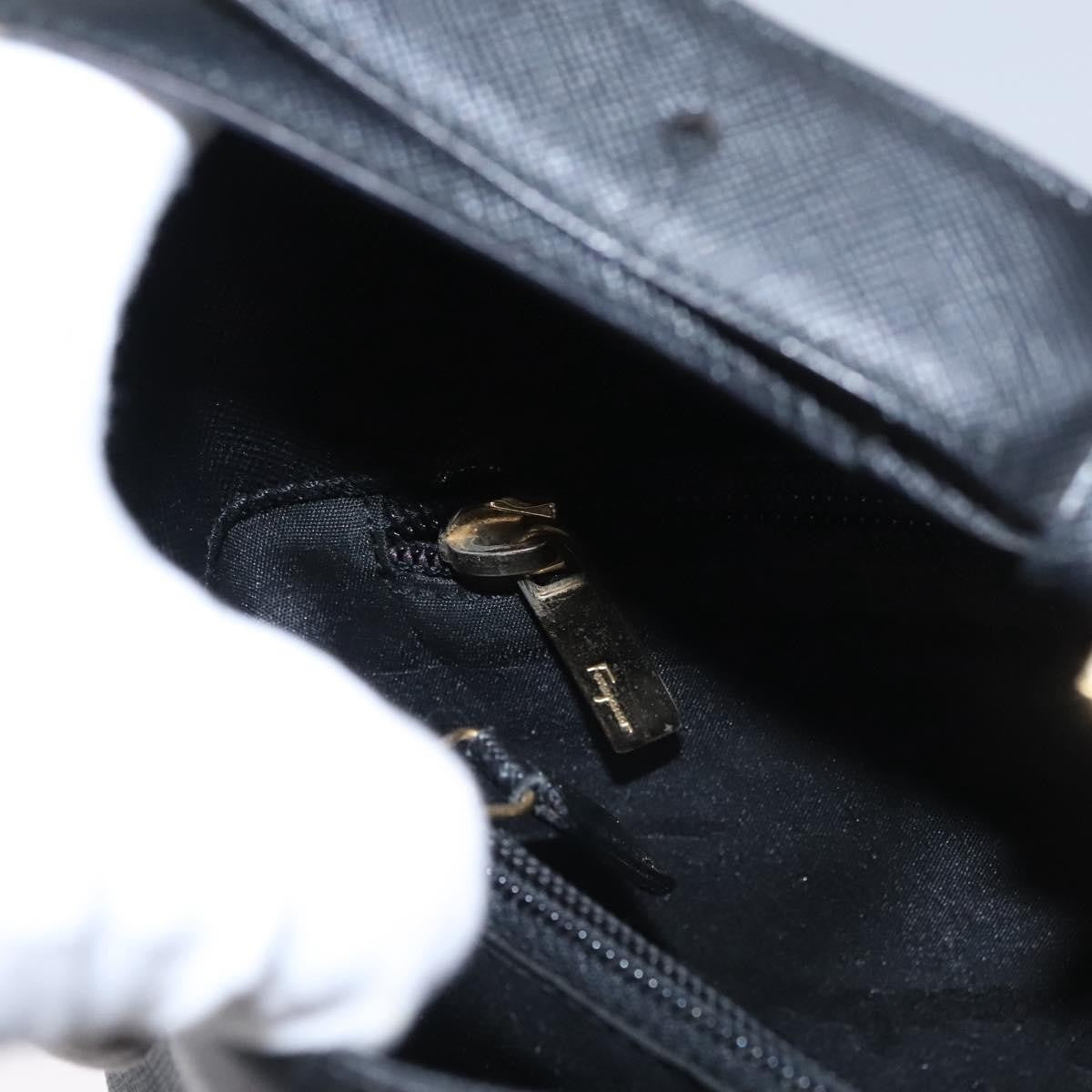 Salvatore Ferragamo Gancini Shoulder Bag Leather, BLACK, LEATHER, Shoulder bag