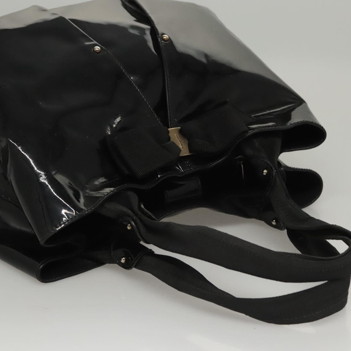 Salvatore Ferragamo Vara Tote Patent Leather, BLACK, PATENT_LEATHER, Tote bag