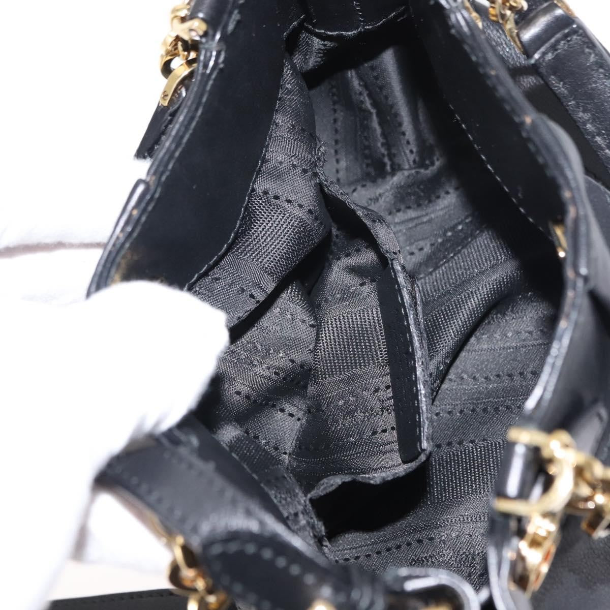 Salvatore Ferragamo W Chain Tote Leather, BLACK, LEATHER, Handbag