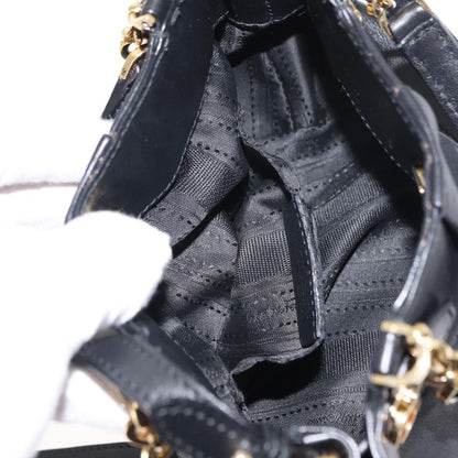 Salvatore Ferragamo W Chain Tote Leather, BLACK, LEATHER, Handbag