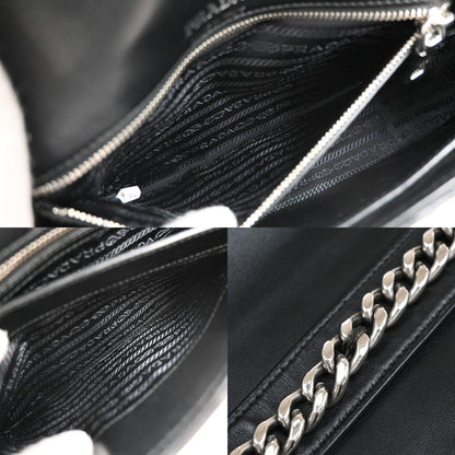 Prada Chain Flap Shoulder Bag Diagramme Quilted Leather, BLACK, LEATHER, Shoulder bag