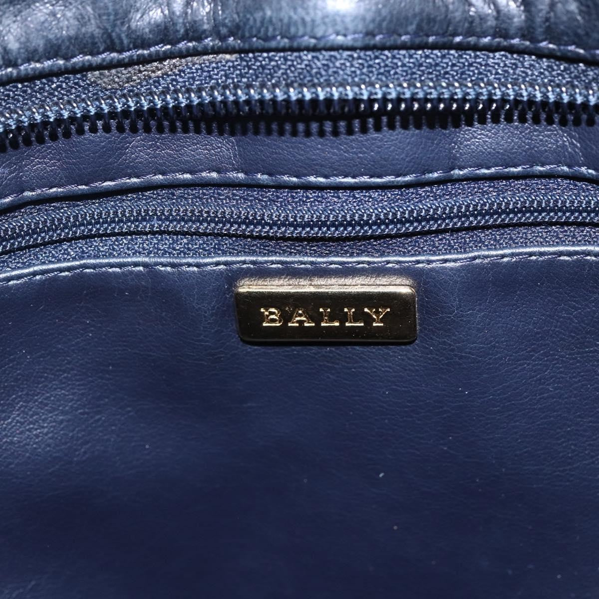 Bally Vintage Chain Shoulder Bag Quilted Leather, NAVY, LEATHER, Shoulder bag