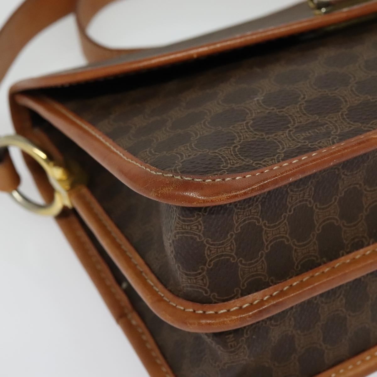 Celine Tricolor Trapeze Bag Leather, BROWN, CANVAS, Handbag