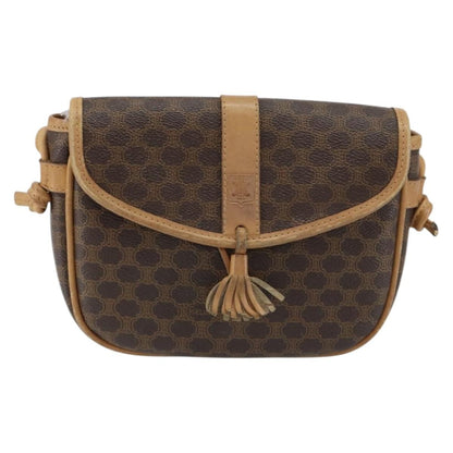 Celine Vintage Macadam Shoulder Bag Canvas and Leather, BROWN, CANVAS, Shoulder bag