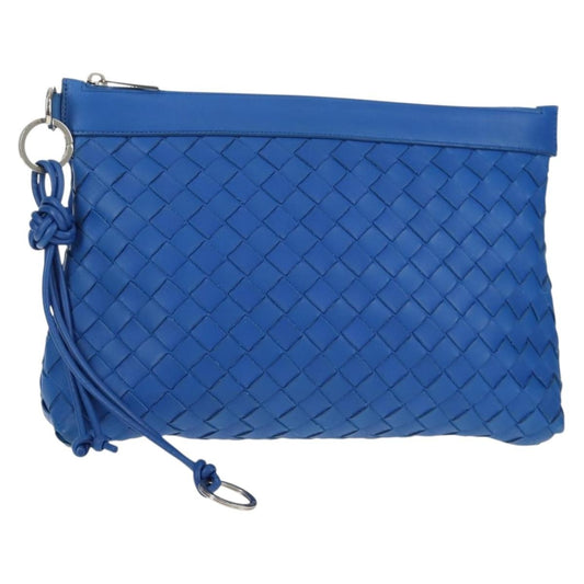 Bottega Veneta Zip Pouch Intrecciato Nappa, BLUE, LEATHER, Clutche & pouche