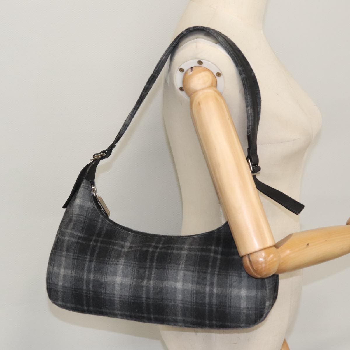 Salvatore Ferragamo Shoulder Bag Wool, GRAY, WOOL, Shoulder bag