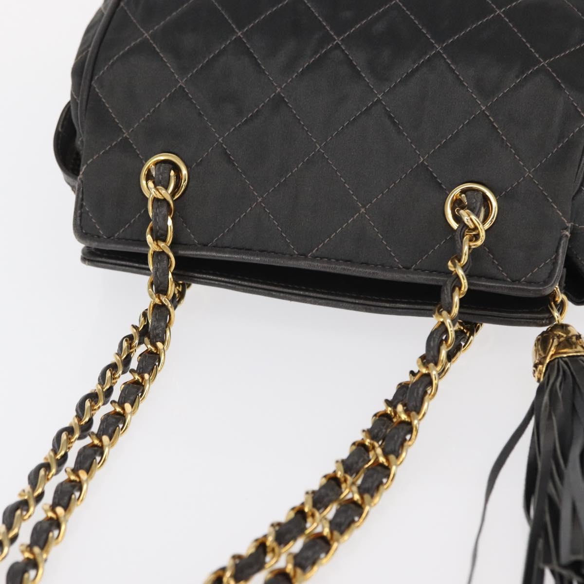 Chanel Vintage Shoulder Bag Satin, GRAY, SATIN, Shoulder bag