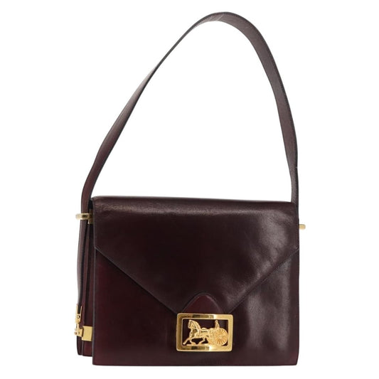 Celine Horse Carriage Shoulder bag Leather, BURGUNDY, LEATHER, Shoulder bag