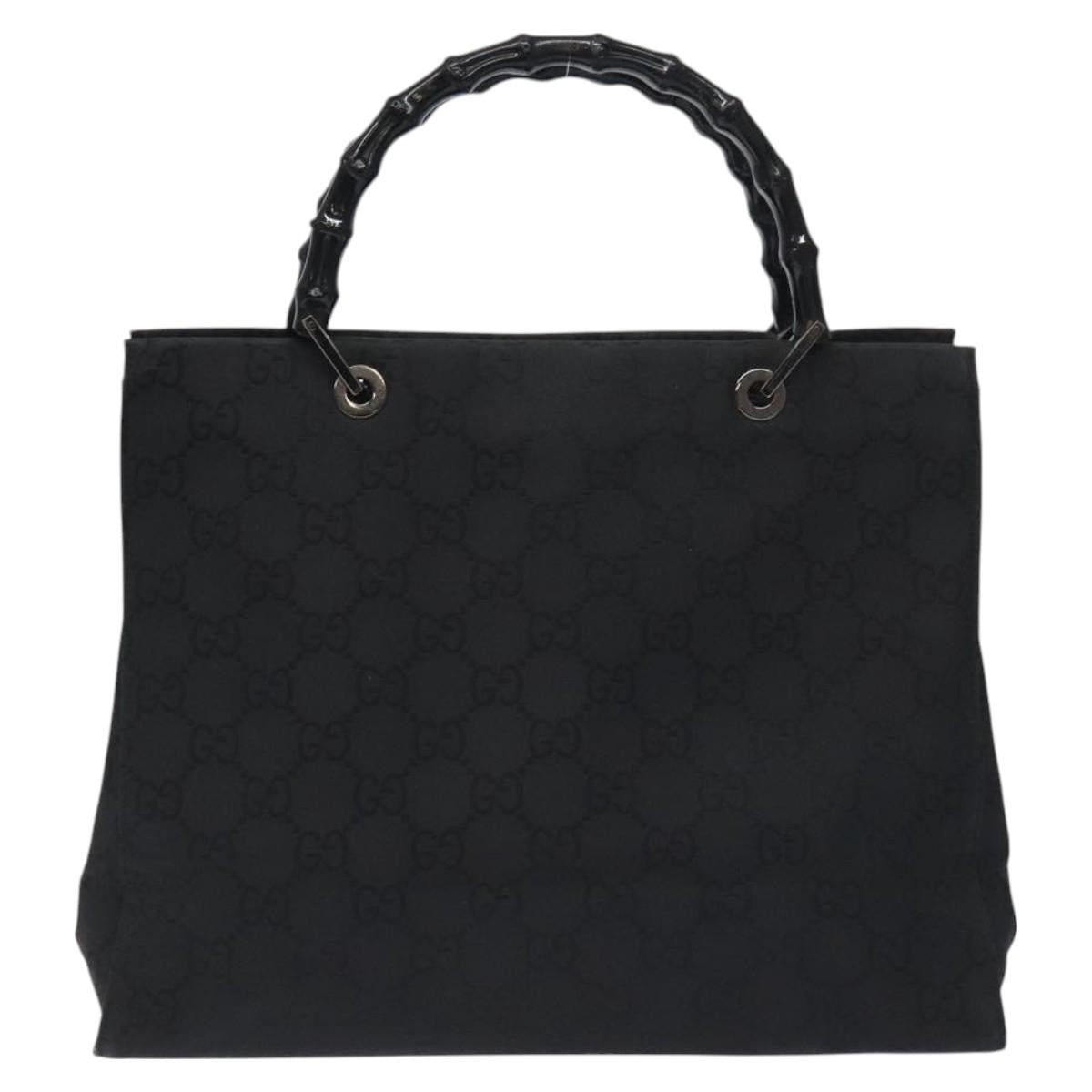 Gucci Vintage Bamboo Handle Tote GG Nylon, BLACK, NYLON, Tote bag
