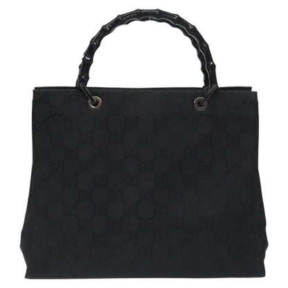 Gucci Vintage Bamboo Handle Tote GG Nylon, BLACK, NYLON, Tote bag