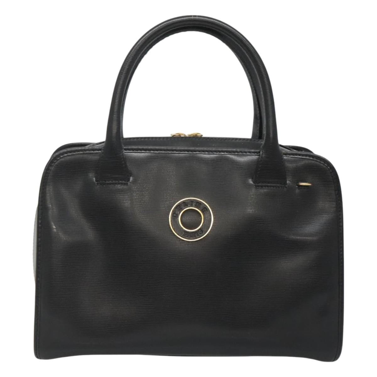 Celine Circle Logo Handbag Leather, BLACK, LEATHER, Handbag