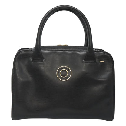 Celine Circle Logo Handbag Leather, BLACK, LEATHER, Handbag