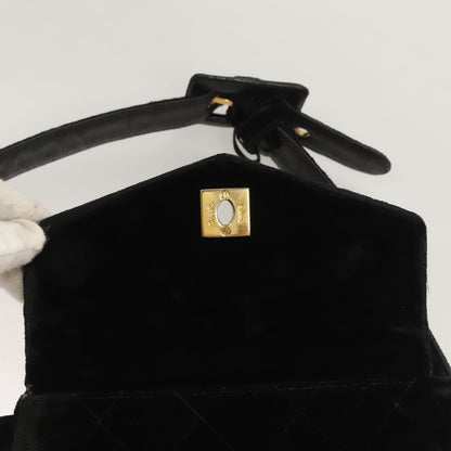 Chanel Vintage CC Flap Waist Bag Quilted Leather, BLACK, VELVET, Handbag