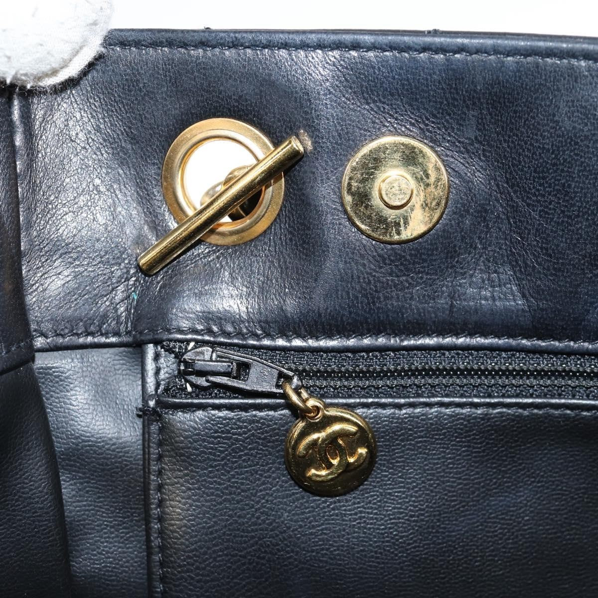 Chanel Vintage Shopping Tote Quilted Lambskin, BLACK, LEATHER, Tote bag