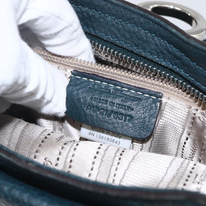 Salvatore Ferragamo Gancini handbag Leather, GREEN, LEATHER, Handbag