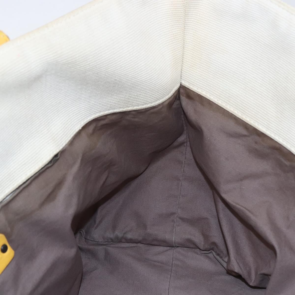 Bottega Veneta Braided Handle Open Tote Bag Canvas with Leather, YELLOW, CANVAS, Tote bag