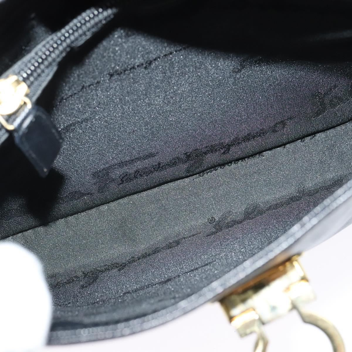 Salvatore Ferragamo Gancio Flap Hobo Leather, BLACK, LEATHER, Shoulder bag