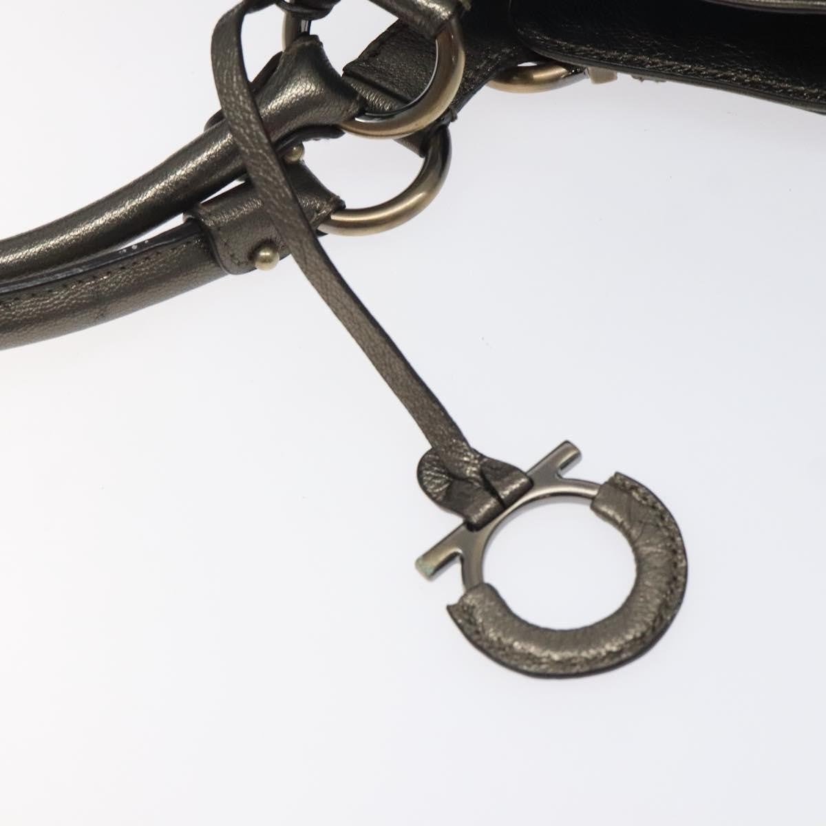 Salvatore Ferragamo Gancini Tote Leather, SILVER, LEATHER, Tote bag