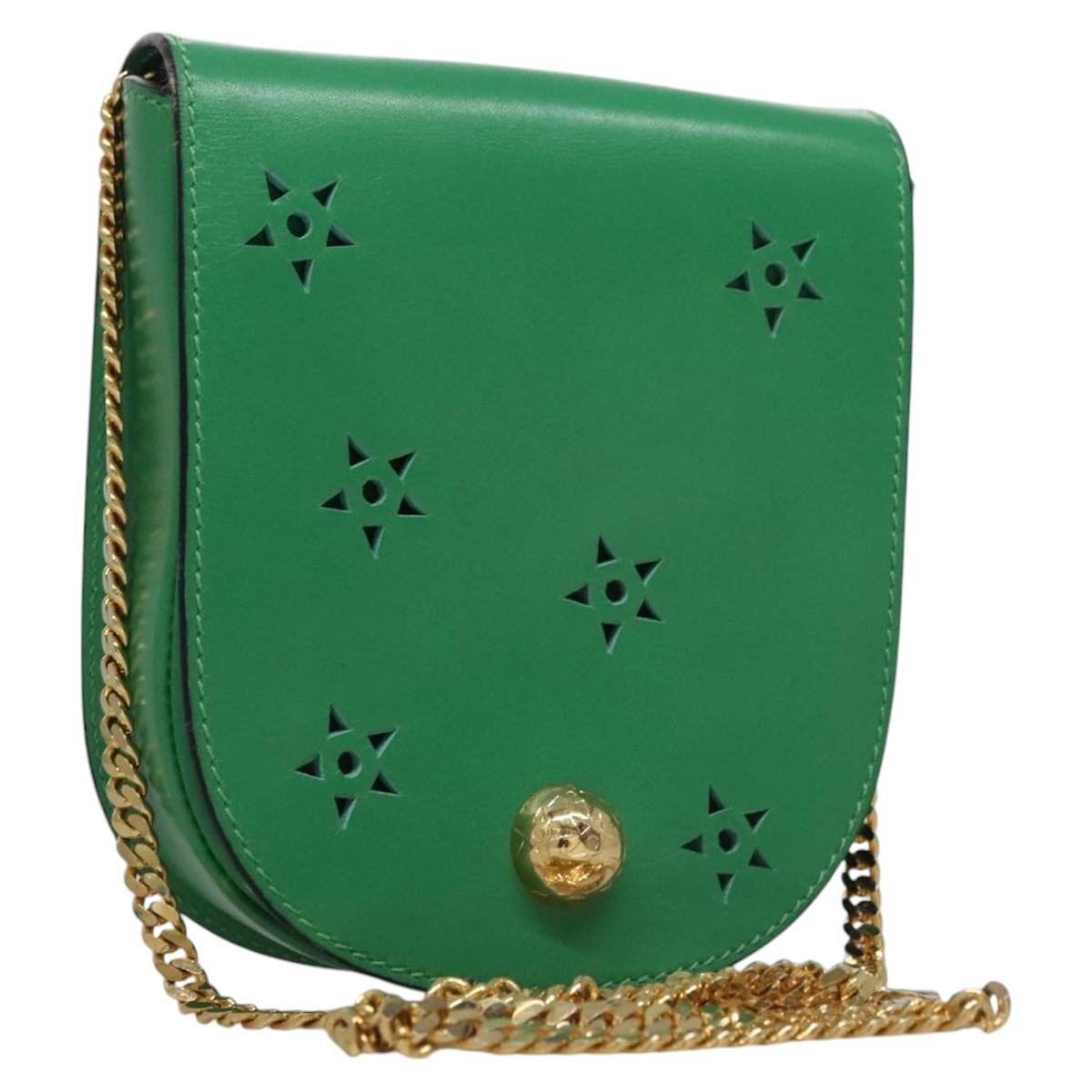 Celine Shoulder Bag Leather, GREEN, LEATHER, Shoulder bag