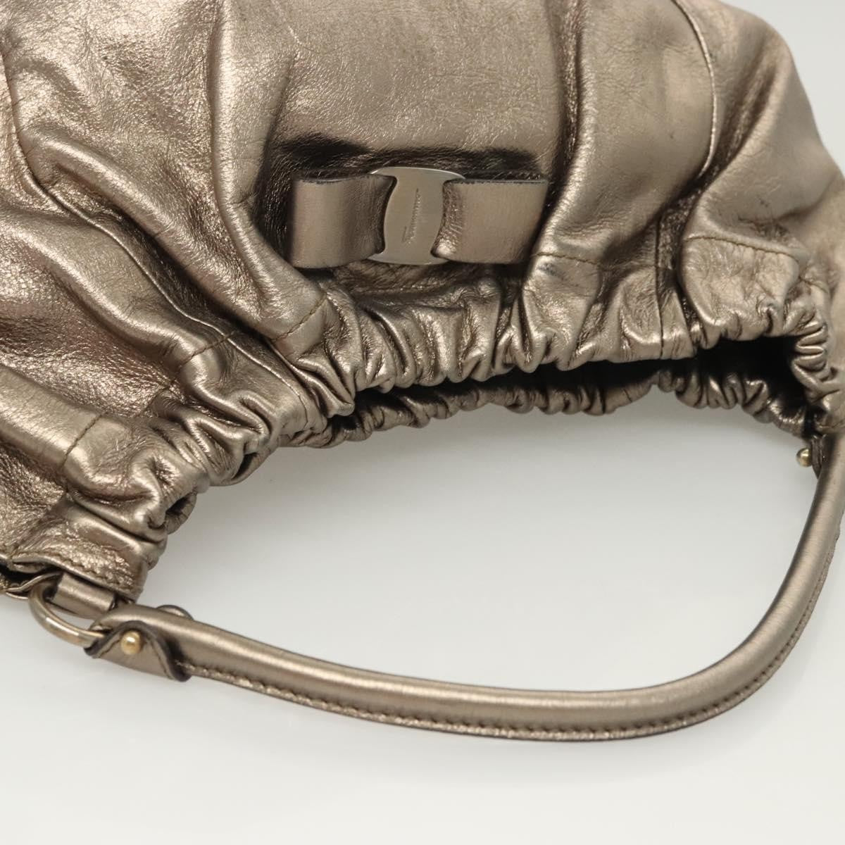Salvatore Ferragamo Vala Shoulder Bag Leather, Gold, Leather, Shoulder Bag