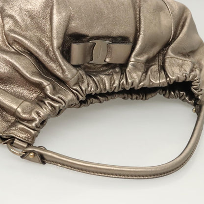 Salvatore Ferragamo Vala Shoulder Bag Leather, Gold, Leather, Shoulder Bag