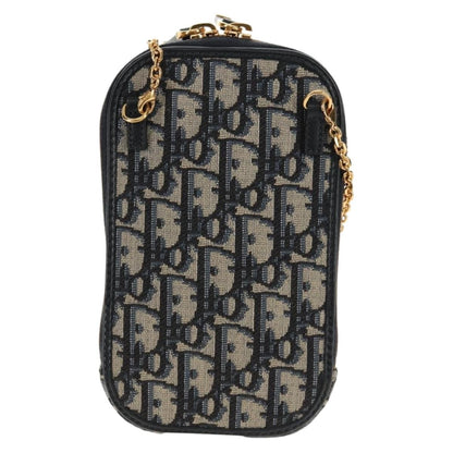 Christian Dior 30 Montaigne Phone Holder on Chain Oblique Canvas, NAVY, CANVAS, Clutche & pouche
