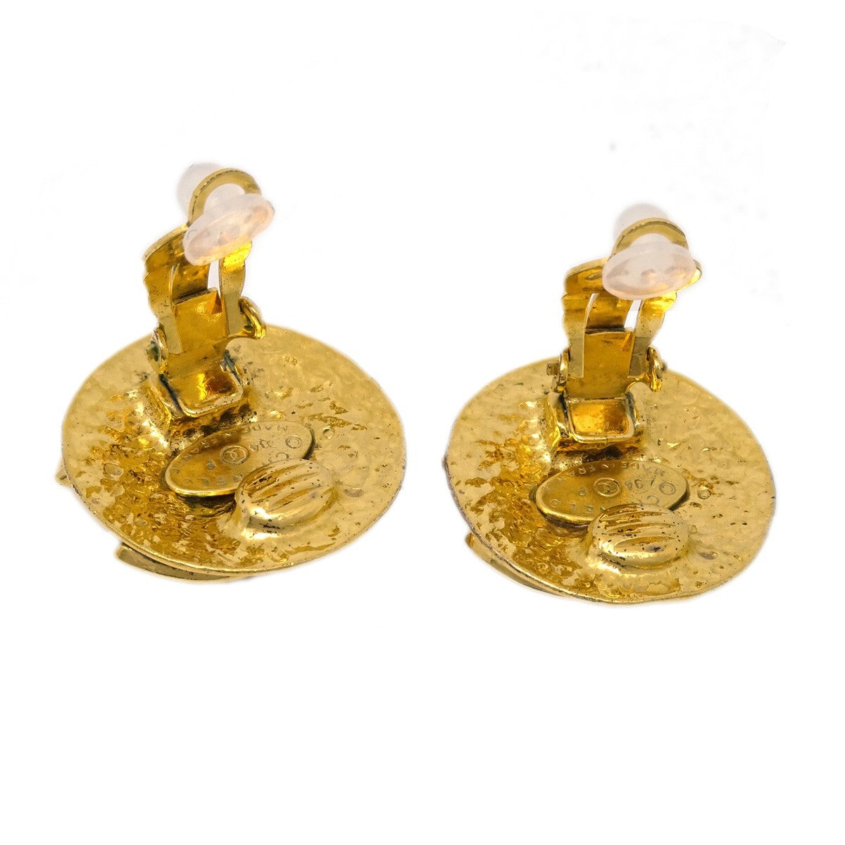 Chanel Vintage CC Round Clip-On Earrings Metal, GOLD, GOLD_PLATED, Earrings