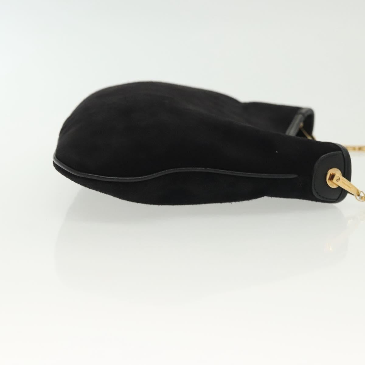 Salvatore Ferragamo Gancini Chain Shoulder bag Suede, BLACK, SUEDE, Shoulder bag