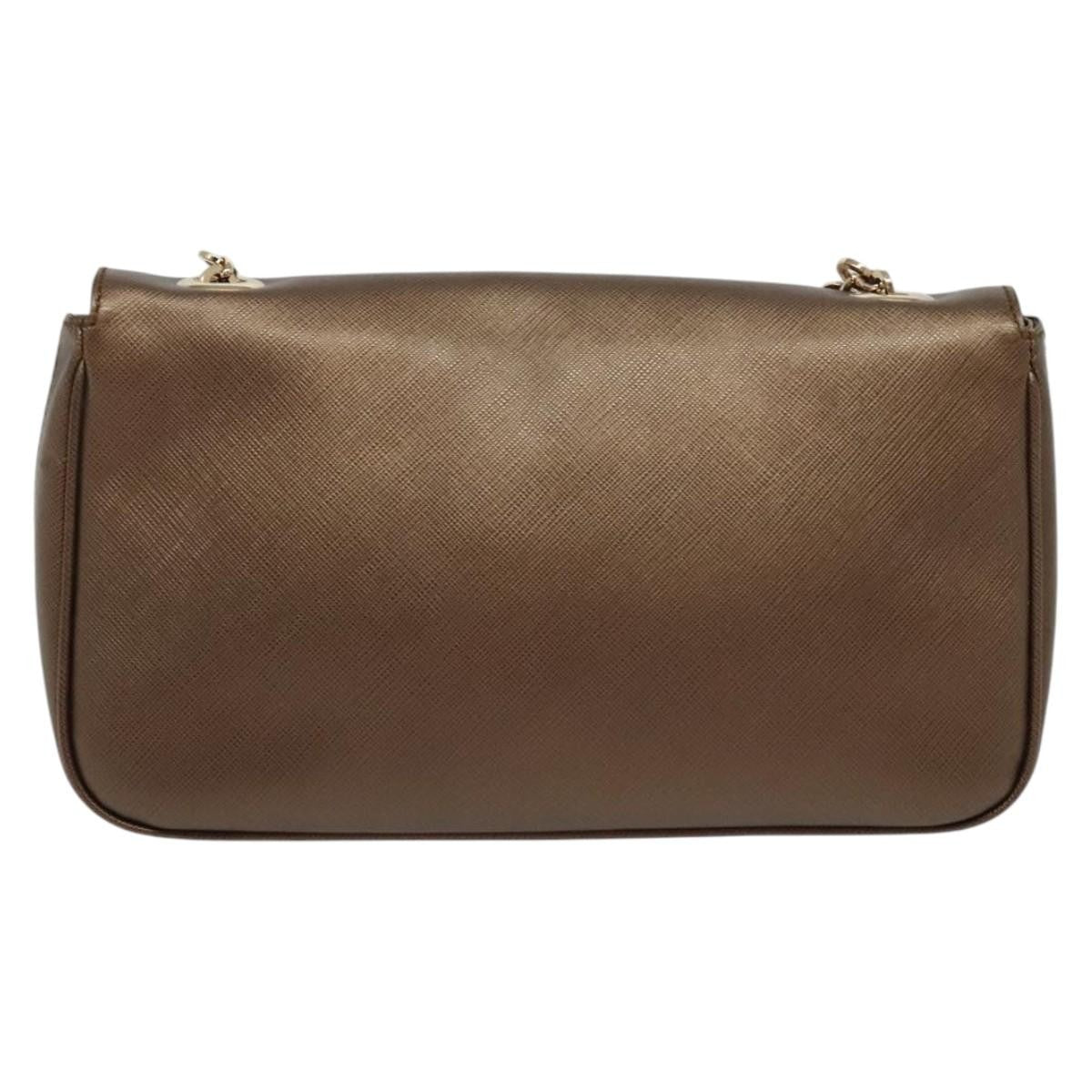 Salvatore Ferragamo Gancini Chain Shoulder bag Leather, BROWN, LEATHER, Shoulder bag