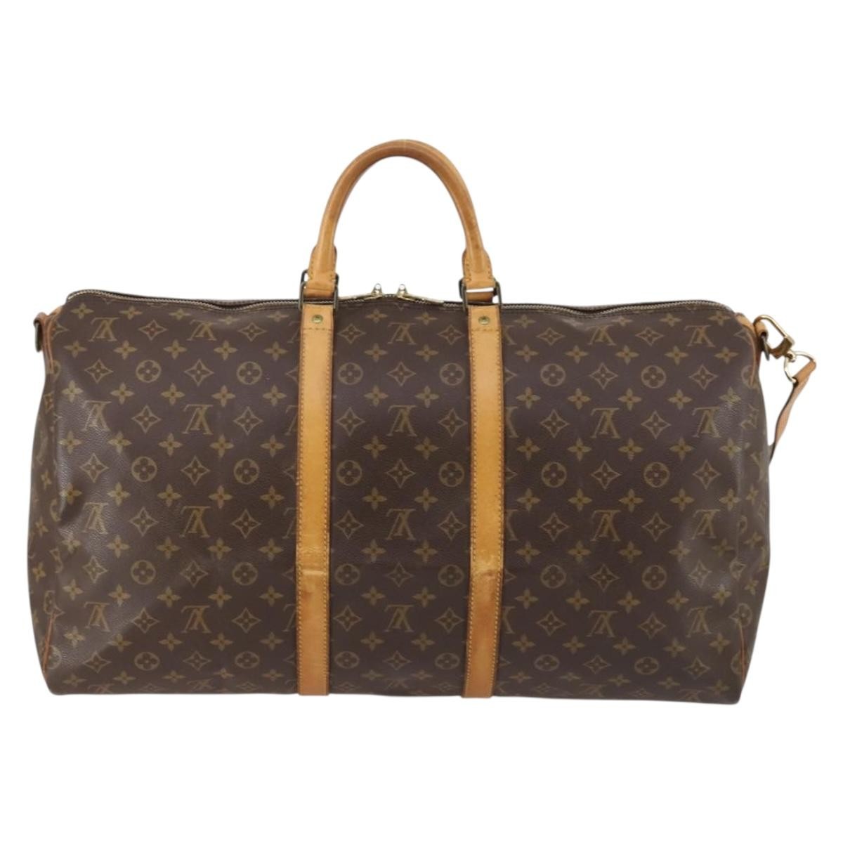 Louis Vuitton Keepall Bandouliere Bag Monogram Canvas, BROWN, CANVAS, Travel bag