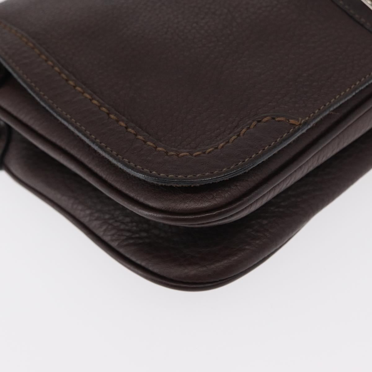 Salvatore Ferragamo Gancini Shoulder Bag Leather, BROWN, LEATHER, Shoulder bag